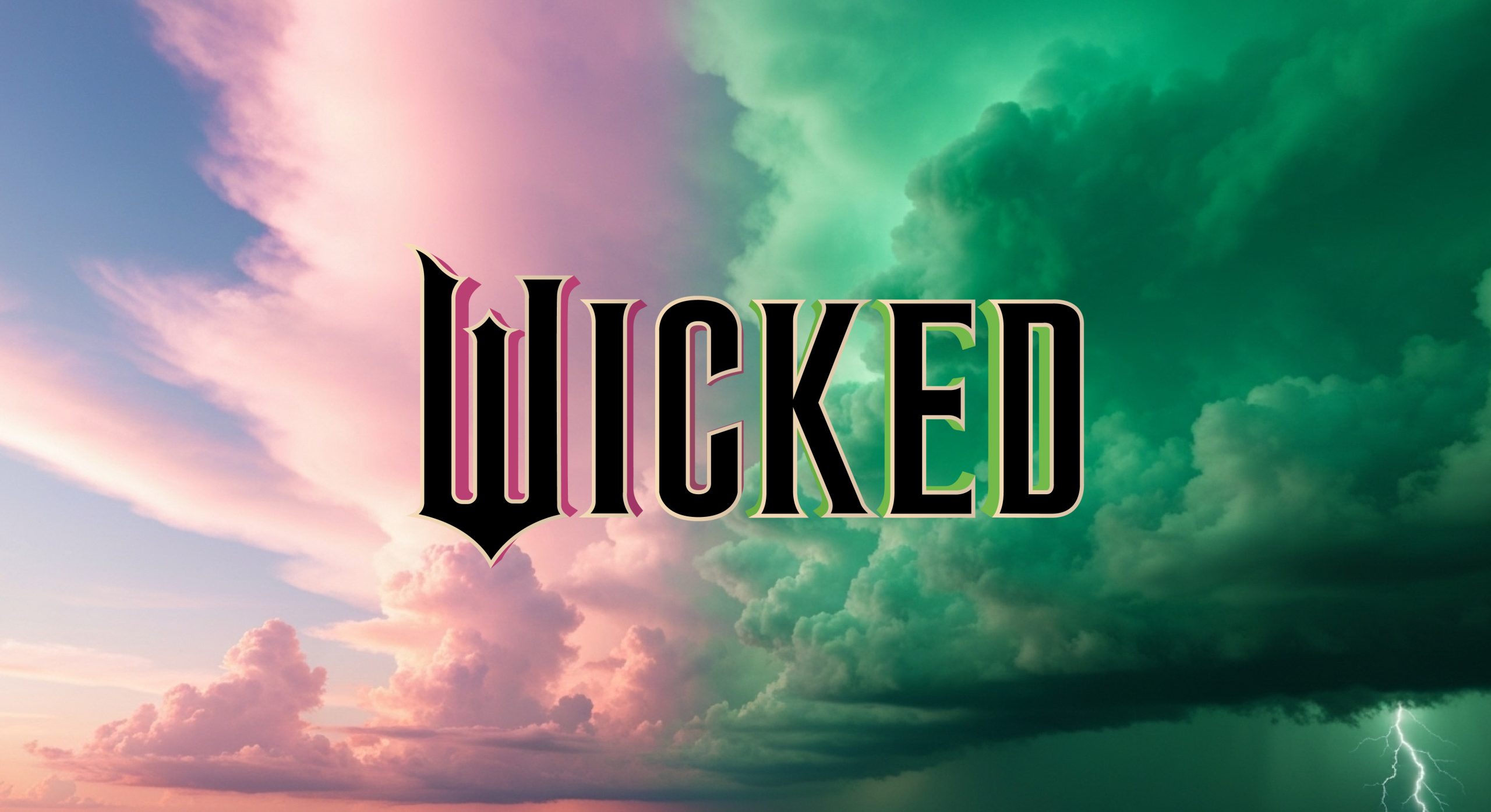 Logo Pink Green Wicked the Movie with Skies Scenery Background. Jakarta, October 2nd, 2025